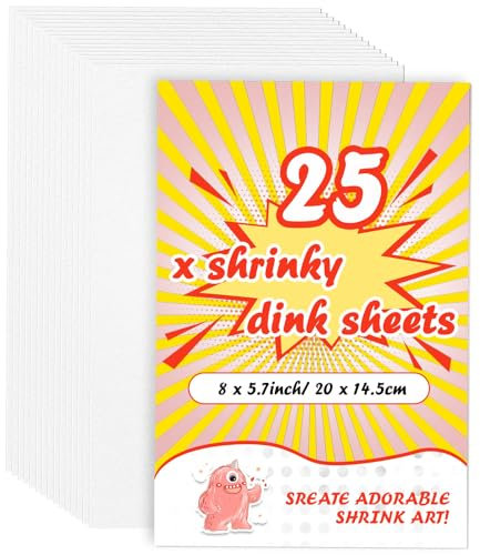 WOOWAIR Schrumpffolie, 25 Stück Schrumpffolien, Schrumpffolie zum Basteln, Schrumpffolie zum Bemalen, Schrumpfen Kunststoff für Kinder zum Kreativer DIY, 20x14,5cm