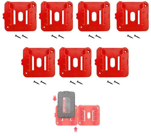 Meroukou 7 Pack Battery Holder Compatible with M18 18V Battery Dock Holder, Wall Mount Batteries Storage for Work Van, Shelf, Toolbox Garage, Workshop