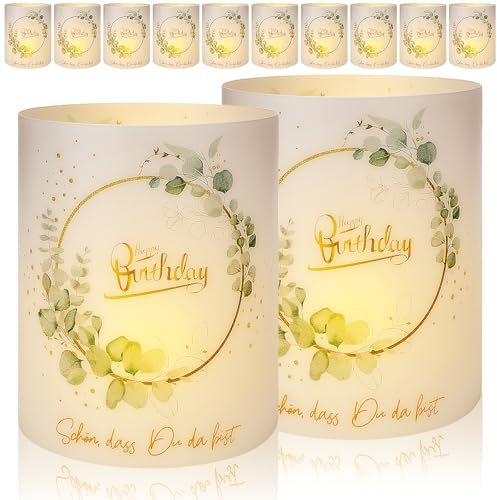 Radikor Windlichter Tischdeko, 12er Set Windlicht Geburtstag, Tischdeko Geburtstag Junge Frau Mädchen, Happy Birthday Geburtstagsdeko Mann Kinder, Geburtstag Tischdeko für Teelichter, Kerzen