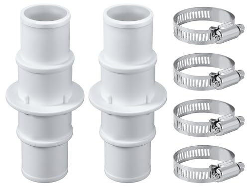 2pzs Conector de Manguera de Piscina, con 4 Piezas Abrazaderas de Manguera 32mm o 38mm Adaptador de Manguera de Piscina para Aspiradora de Piscina Limpiadores Mangueras de Bomba de Filtro