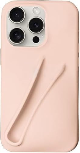 HABETI Lip Gloss Phone Case for iPhone 13 14 15 Pro Max - Liquid Silicone with Lip Gloss Lipstick Clip and Mobile Phone Lanyard Spacer - Pink
