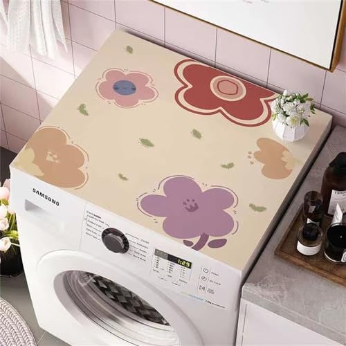 Morbuy Coprilavatrice Tappetino per Lavatrice e Asciugatrice CN Motivo Pianta Nordico 3D, Antiscivolo Asciugatura Rapida, Morbido e Ritagliabile per Frigorifero, Cucina (60x60cm,Floreale)