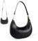 Camilife Mezzaluna borsa a tracolla da donna in pelle PU, chiusura lampo, design retrò, Y2k Mode, Hobo Bag, regalo per appuntamenti, viaggi, feste, shopping, Nero