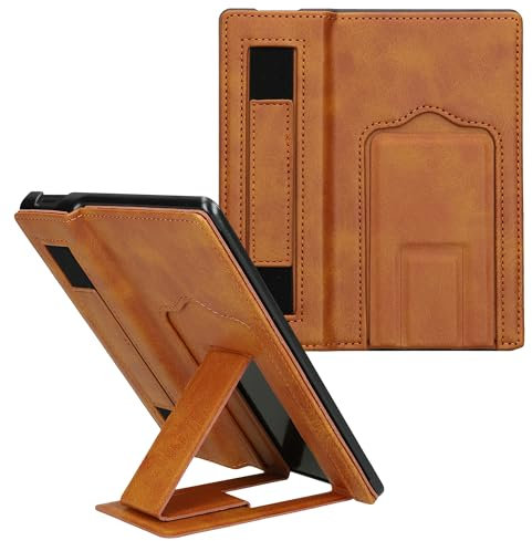 kwmobile Coque Compatible avec Amazon Kindle Oasis 10. Generation - Coque pour Liseuse Électronique avec Fonction Support - Marron Clair