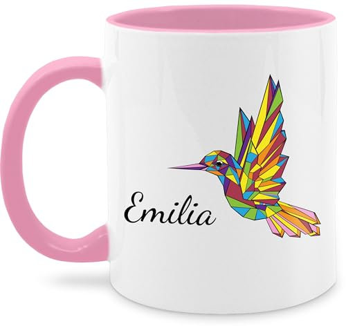 Tasse Tassen 325ml - Vogel - Personalisierbares Kolibri Geschenk mit Namen | Geschenkidee Vogel-Fans | - 325 ml - Rosa - vögel cup teetasse