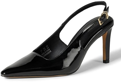 Amazon Essentials Scarpe Décolleté con Cinturino Posteriore Donna, Nero Pelle Verniciata, 37 EU