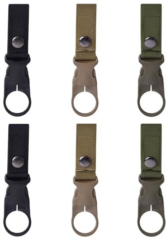 Wisebom Water Bottle Hanging Strap 6 PCS Hanging Buckle Portable Water Bottle Buckle Hook Nylon Webbing Buckle Strap Clip for Camping Hiking Sports Traveling Activities