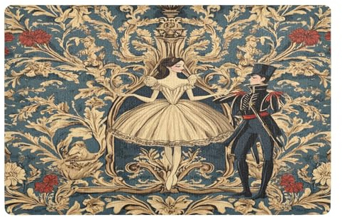 Fußmatte mit Nussknacker-Ballerina-Motiv, Vintage-Blumenmuster, für drinnen und draußen, dekorativ, niedriges Profil, für Eingang, Wohnzimmer, Balkon, Küche, 81,3 x 50,8 cm