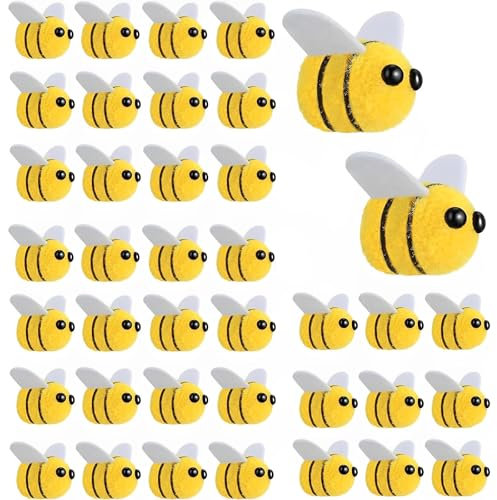 Scinzene 40 Stück Bienen Deko, Biene Deko, Biene Deko, Biene Kuscheltier, Deko Bienen, Dekorationkleine Filzbienen, Bienen Kostüm Accessoires, Für Handwerk DIY Dekoration, Kleidung Dekorationen