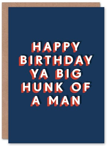 Artery8 Ya Big Hunk Of A Man Modern Bold Simple For Him Birthday Card