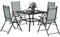 Outsunny 5 Pieces Garden Dining Set, 4 Seater Garden Furniture Set with Parasol Hole, Outdoor Dining Set with High Back Folding Chairs and Square Metal Top Table for Outdoor Patio, Grey