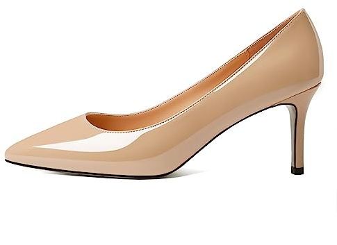 EDEFS Spitzenzehen Slip On Pumps 6cm Kittenabsatz & Lackleder Elegante Berufs & Brautschuhe für Bürofeiern