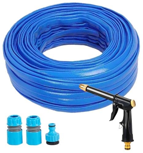 Garden Hose Pipe 30m, Hosepipes for Garden with Spray Nozzle,Magic Hose with 3/4, 1/2 Fittings, Water Pipe Non Extended Flexible PVC Water Hoses 12mm Inside Diameter Flat Hose Pipes Hosepipe 100ft