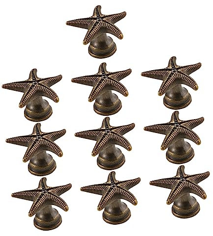 Tofficu 10 Stück Vintage Schrankknöpfe Seestern Aus Metall Dekorative Kommodenknöpfe Kleine Schrankgriffe Für Schubladen Und Kleiderschränke Retro Stilmöbelzubehör