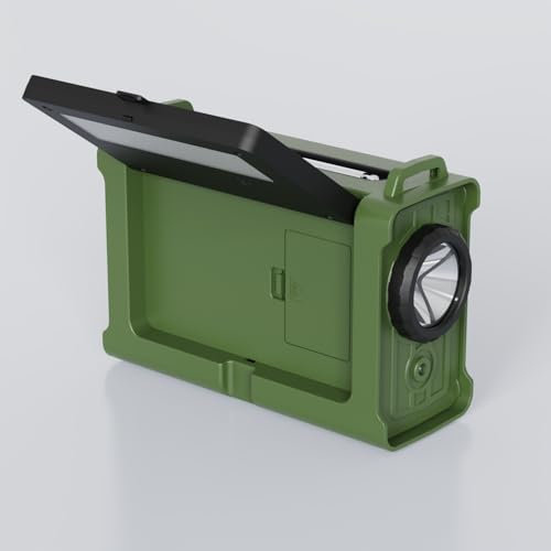 Kurbelradio AM/FM, Solar & Kurbel Notfallradio mit Weltempfänger, 12000mAh Wiederaufladbare Powerbank, IPX6, SOS Alarm, USB/Type-C Handyladung, Tragbare Radio mit Tragegurt für Notfall, Stromausfall