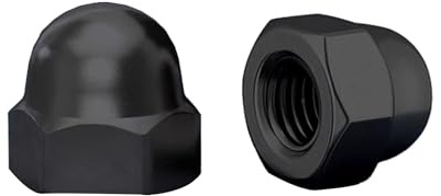 QANCEN 10 stück Hutmuttern M6 Edelstahl A2 V2A Mutter Schwarz, Hohe Form DIN 1587 Sechskant Kappenmuttern für Schrauben, Gewindebolzen, Gewindestangen