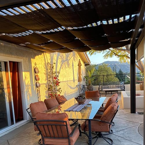 Wave Shade Sail Retractable Sun Shade Canopy w/Light Strip & Hardware, Pergola Shade Cover Outdoor Awning for Garden Patio Deck Gazebo, Grey(5'x16.4')