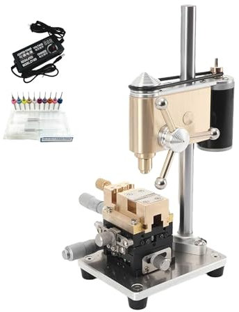 DOJOEUU Präzisions-Tischbohrmaschine für Uhrmacher, Multifunktions-Präzisions-Tischbohrmaschine mit Variabler Drehzahl, digitaler Spannungsanzeige, einstellbare Spannung, Mini-Bohrmaschine