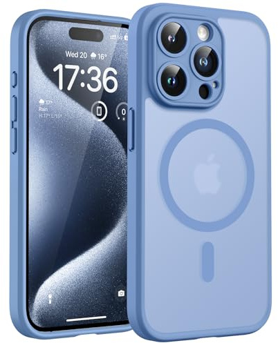 TOCOL für iPhone 15 Pro Hülle, Kompatibel mit MagSafe, Hellblau | Vollständiger Kameraschutz Handyhülle, Eingebauter Magnetring Case, Militärschutz Stoßfest Kratzfest Haltbarkeit Phone Cover