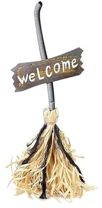 Escoba de bruja flotante de 27 pulgadas que se mueve, escobas de bruja bailando, escoba animada de Halloween activada por sonido y con luces LED y sonidos espeluznantes para decoración de