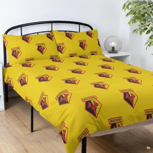 The Gift Scholars Officially Licensed Watford FC Double Bedding Set – Includes Pillowcase – Perfect for Kids – For Hornets
