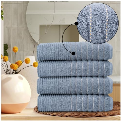 Pack of 4 Egyptian Cotton Bath Sheets - 650 GSM Luxury Oversized Bathroom Towels, Extra Soft, Quick Dry & Absorbent - Durable & Washable Bath Sheets for Home, Spa & Hotel (90x140 cm) - Charcoal