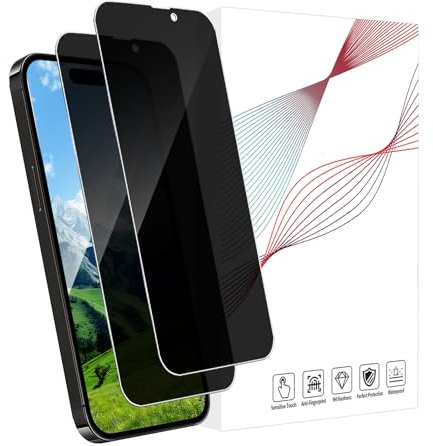 Bodyguard 2 Stück Schutzfolie für Panzerglas für iPhone 15 Pro Sichtschutz, 9H-Härte Anti-Kratzer Anti-Fingerabdruck 15 Pro Blickschutzfolie, 2.5D Edge Case-Friendly Anti-Spy Privacy Displayschutz