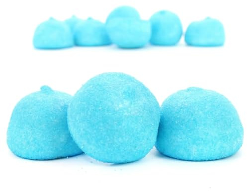 Margaritas de Nube Azules y Rosas 100 Uds - Bolas de Nube Azul, Rosas y Negras 110 Uds – Golosinas Sin Gluten, Nubes Dulces para Fiestas, Candy Bar, Cumpleaños y Eventos (Bolas Nube Azules 110u)