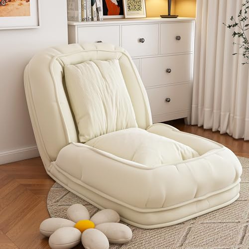 Klappbares Sofa Bett mit Metallrahmen, Off White, 2 Kissen, 180 x 90 cm