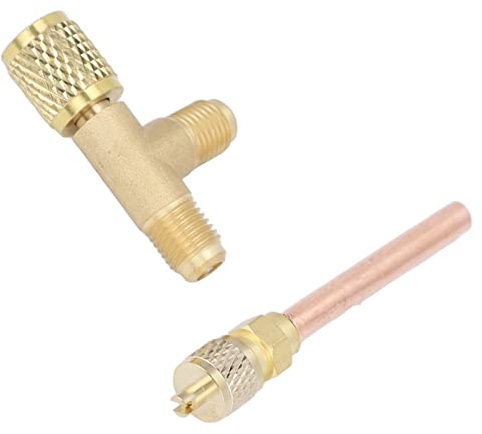 Ausla Raccordo a T con Nucleo Valvola in Ottone Adattatore a T SAE da 1 4 Pollici con Valvola di Ritegno Unidirezionale per Accesso Al Vacuometro R22 R12 R134 Servizio Refrigerante HVAC