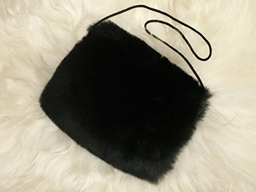 Natur-Fell-Shop Muff/Handwärmer aus echtem Lammfell/m. Kleiner Innentasche/schwarz