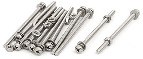Sourcingmap M3x50mm 304 Stainless Steel Phillips Pan Head Bolt Screw Nut w Washer 12 Sets