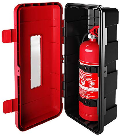 Lotto 10 Cassette Porta Estintore kg 6 in Polipropilene Nero e Rosso con Adesivo Estintore