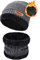 Petrunup Winter Slouch Mütze Hut und Halswärmer Schal Schnee Zweiteilige Ski Beanie Schal Set Outdoor Sports Grau