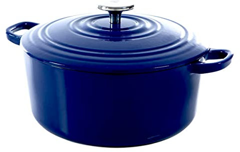BK Cookware Cocotte en Fonte Émaillée avec Couvercle, adapté à tous les types de cuisinières, induction et four, 28cm / 6.7L, Bleu Royal