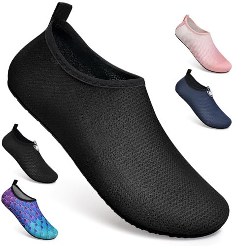 WateLves Wasserschuhe für Damen Herren Kinder Unisex Badeschuhe Schwimmschuhe Strandschuhe Schnelltrockend Aquaschuhe Surfschuhe Barfuss Schuhe Xbl Schwarz 38/39 EU