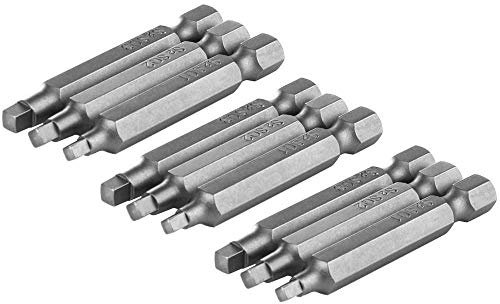 Bestgle 6.35mm Tige Jeu de 3 Set 3pcs Embouts de Tournevis à Tête Carrée Magnétique, Jeu d'Embouts de Tournevis SQ1 SQ2 SQ3, Longueur de 2 (9 Pièces au Total)
