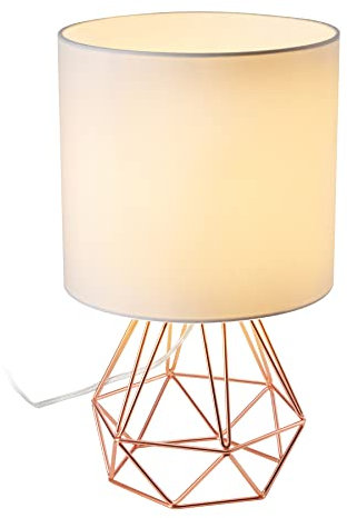 VONLUCE Nachttischlampe Schreibtischlampe Stehlampe Vintage Tischlampe Tischleuchte Nachtlicht Warmweiß Lampenschirm & Metallbasis E27 Fassung für Schlafzimmer Schlafsaal(Rosa)