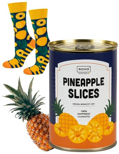 soxo Canned Socks Women Funny Ladies Gift Ideas Long Womens Cotton Sock Women's Funky Gifts 2.5-6.5 Pineapple