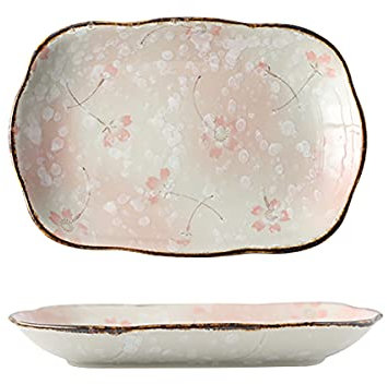 Bicuzat Underglaze Lot de 2 assiettes à dessert en forme de cerisier rose 25,4 cm