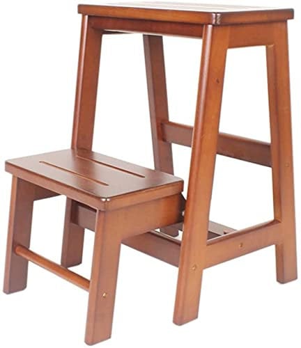 ZJYWMM Klappbarer tragbarer Leiter Tritthocker, multifunktionale Mode Eichenholz Trittleiter mit 2 Stufen Gartenbibliothek Treppenstuhl Trittleiter (Farbe : B)