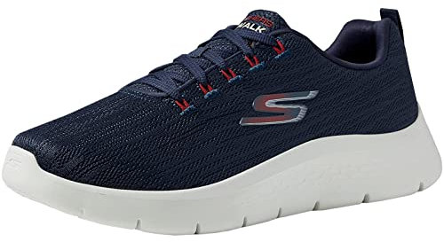 Skechers Go Walk Flex - Quota Herren Turnschuhe, Navy Textile Red Trim, 46 EU