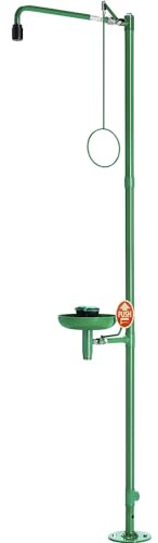 B-Safety BR837085 Körper-Notdusche mit Augendusche und Auffangbecken, Bodenmontage