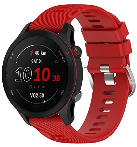 BoLuo 22mm Cinturini per Orologi per Garmin Forerunner 255 Music/Forerunner 255, Cintura Silicone Bracelet Cinturino per Garmin Venu 2 /Garmin vivoactive 4 / Coros Vertix/Coros Apex Pro (rosso)