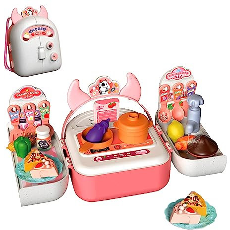 Coo11 Kids Kitchen Set, Cooking Playset with Baking Oven & Refrigerator Accessories, Suitable Gift for 3+ Years Kids