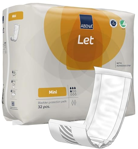 ABENA Let Mini Incontinence Pads for Women and Men | Pack of 32 | These Absorbents Pads can be Used as Sanitary Pads for a Heavy Flow but are mainly Used as Incontinence Pads for Men and Women