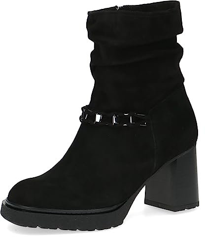 CAPRICE Damen Stiefeletten mit Absatz aus Wildleder Blockabsatz Weite G, Schwarz (Black Suede), 42 EU