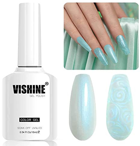Vishine 16ml Smalto Perlato Gel Semi Permanente, lucido Gel Glitter Smalto Perlato Smalto per Unghie con Guscio metallico gel Smalto M160