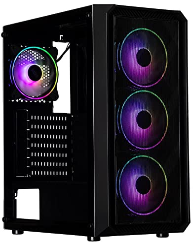 Silver Monkey X® Casket TG Computergehäuse | Middle Tower Gaming PC-Gehäuse | ARGB-Beleuchtung 4 eingebaute Lüfter | CPU: max. 165mm GPU: max. 340mm | Bis zu 8 Lüfter | Stahl Hartglas | Staubfilter