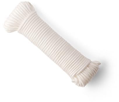 SNURO Cuerda de nailon (4 mm, 20 m, color blanco) – Cuerda paracord con material de nailon fuerte – resistente al desgarro y ligera – fuerza de rotura 275 kg